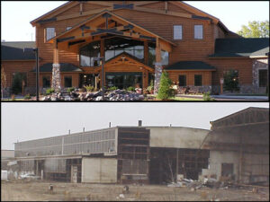 Before and after redevelopment.